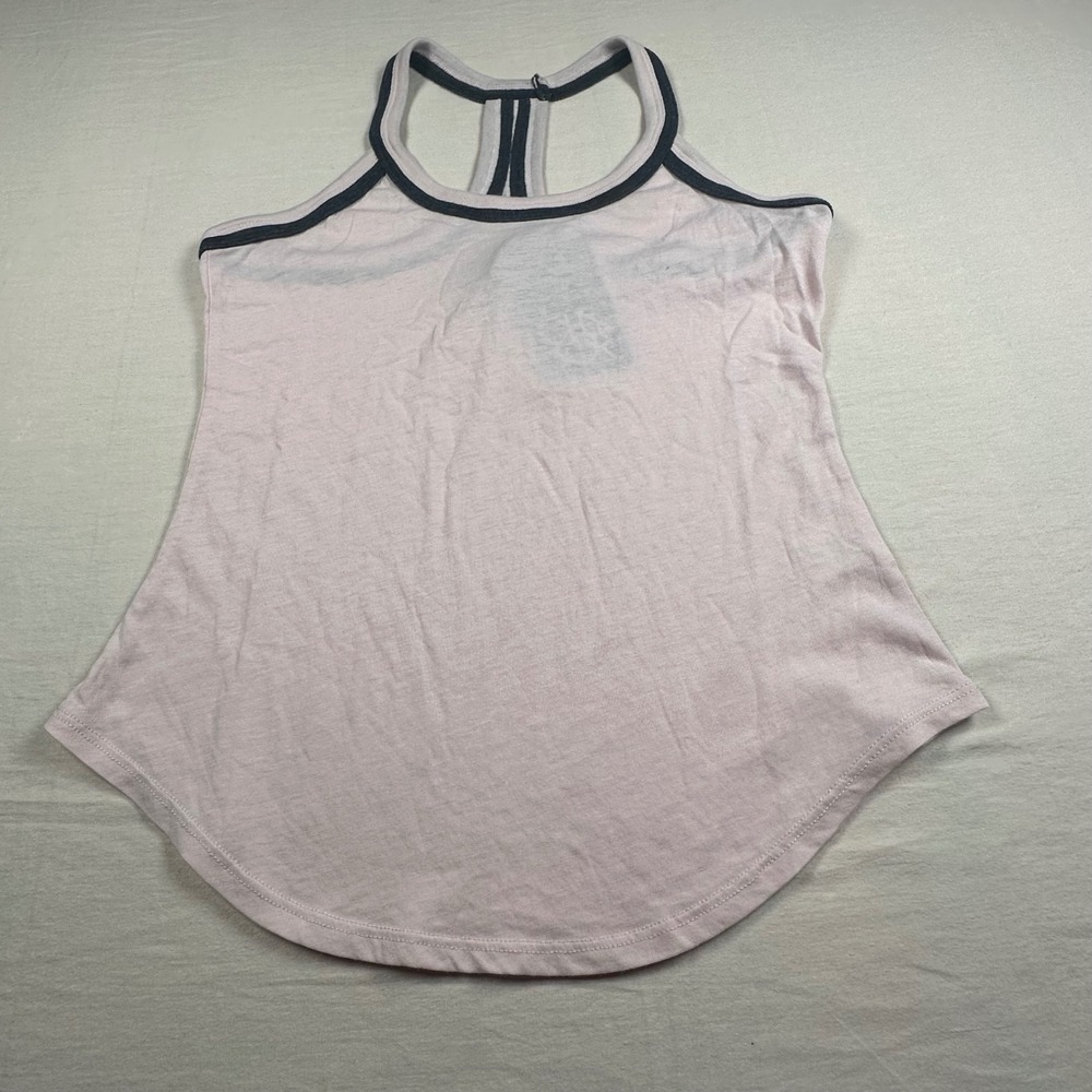 Chaser Women's Pink Racerback Tank Top Black Trim Cotton Blend Small CW7681 NWT